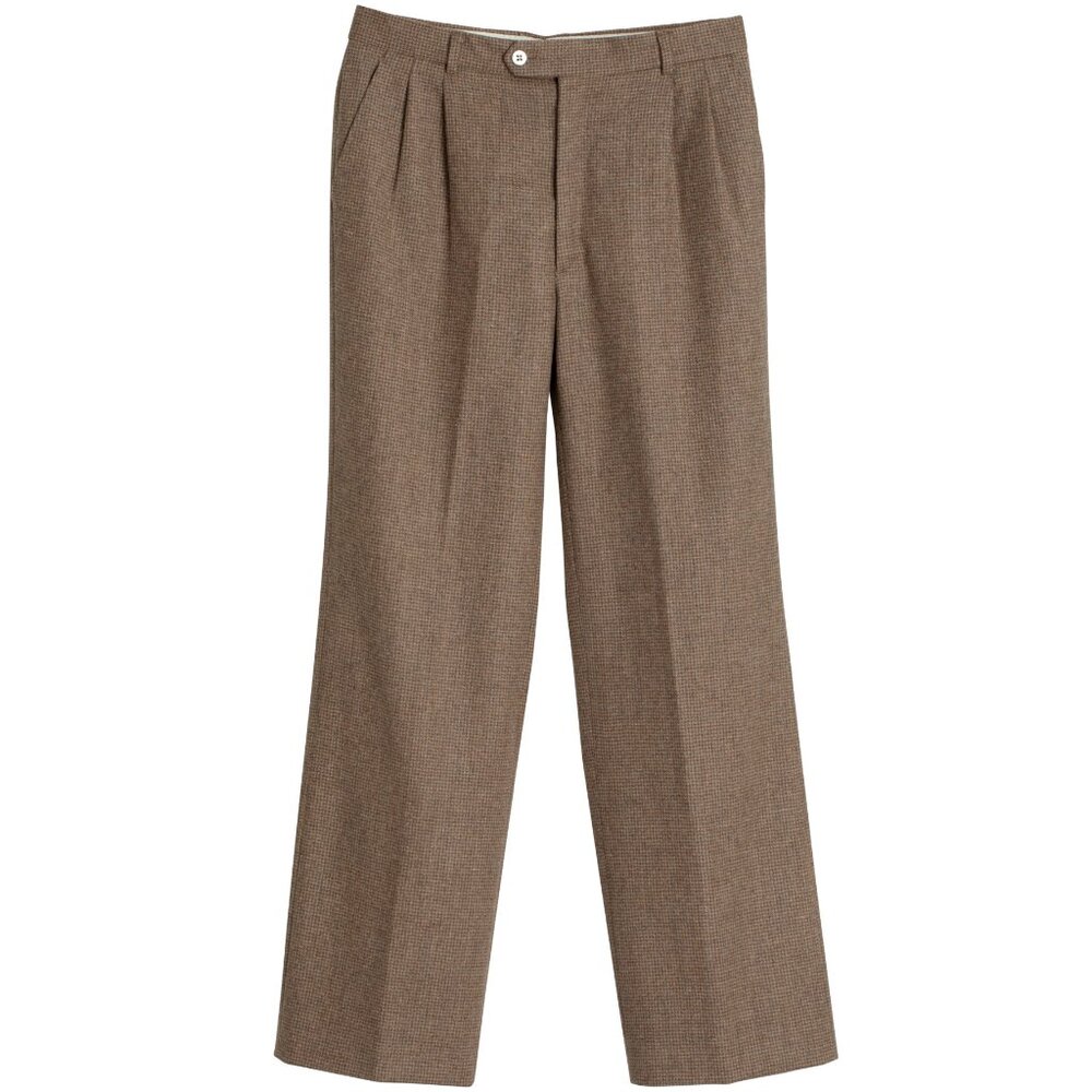 Sundazed (Italy) Mid-Century, Worsted Wool, Micro-Houndstooth, Wide Leg